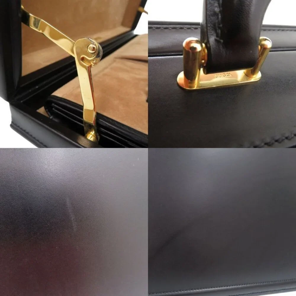 Gucci Vintage Trunk Case Briefcase Attache Leather Black 0957